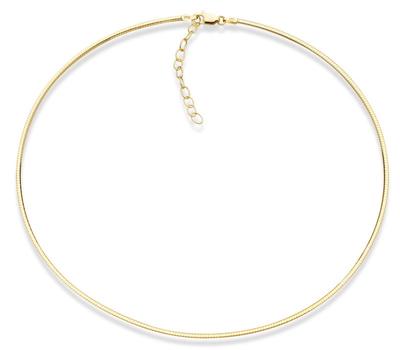 Miabella 18K Gold Plated 925 Sterling Silver Italian 2mm 2.5mm Dome Omega Necklace for Women, Adjustable from 16-18 Inches with Extender, Made in Italy (2mm) - Image 1